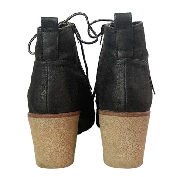 Mia Grant Wedge Black Textile Platform Lug Sole Lace-Up Shoe Women’s Size 10 - Picture 10 of 11
